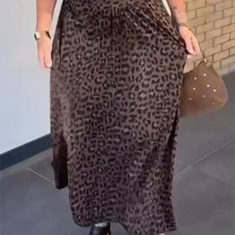Women’s Leopard Print Top and Skirt Set