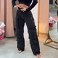 ⏳Time-limited Special⏰Women's Rhinestone Wide-Leg Pants with Pockets