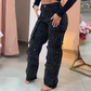 ⏳Time-limited Special⏰Women's Rhinestone Wide-Leg Pants with Pockets