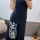 Women's Casual Short Sleeve Side Slit Loose Fit Dress