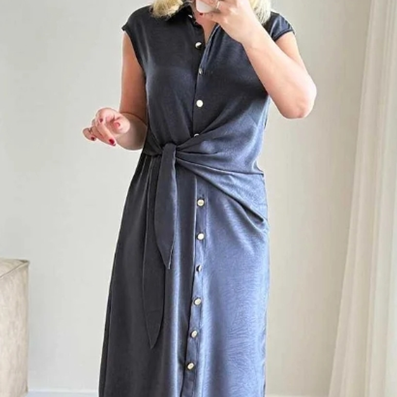 Women's Casual Tie Waist Loose Fit Dress