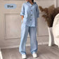 Fashion Botton-Down Shirt & Pants 2-Piece Set