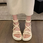 Women's Thick Sole Slip-Resistant Sandals with Crisscross Straps and Back Zipper