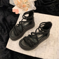 Women's Thick Sole Slip-Resistant Sandals with Crisscross Straps and Back Zipper