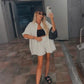 Vibrant Solid Color Short Sleeve Shirt & High Waisted Shorts 2-Piece Set