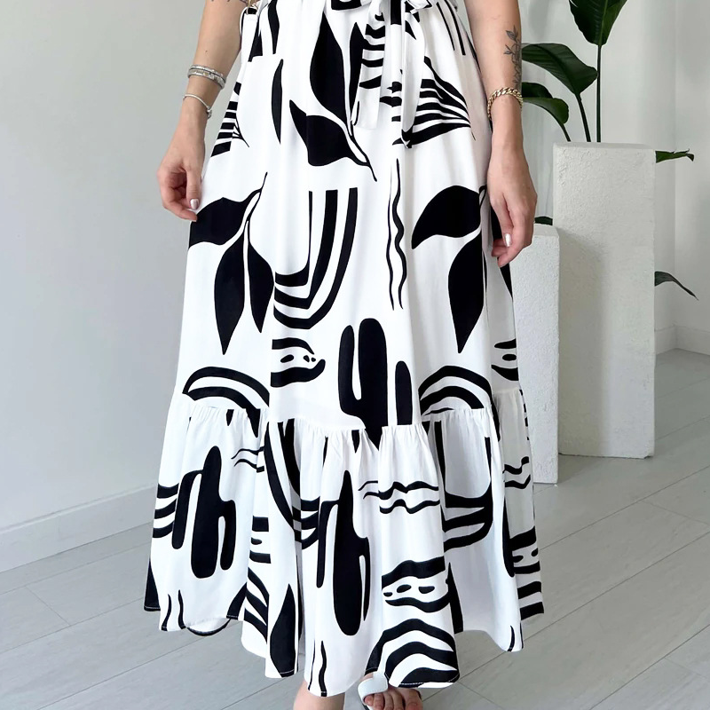 ⏰Last Day Sale 49% Off💃Women’s Sleeveless Black and White Maxi Dress