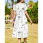 Women's Elegant Round Neck Midi Dress with Pockets