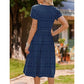 Women's Elegant Round Neck Midi Dress with Pockets