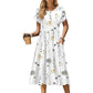 Women's Elegant Round Neck Midi Dress with Pockets