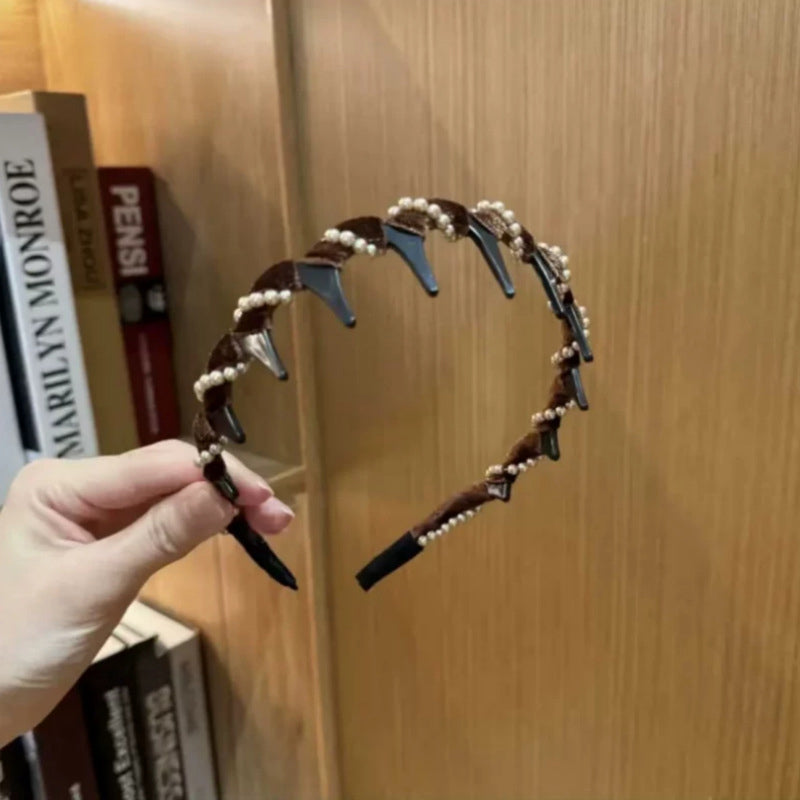 🔥2025 Hot Sale🔥Vintage High Cranium Artificial Pearl Hairband