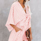 Women's Striped V-Neck Jumpsuit Shorts