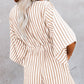 Women's Striped V-Neck Jumpsuit Shorts