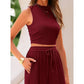 🌸New Arrival 50%OFF💖 Women's Summer Solid Short Crop Tank Top & Drawstring Wide Leg Pants 2-Piece Set