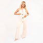 Women's Elegant V-Neck Top and Comfortable Pants Set