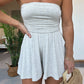 Strapless Off Shoulder Pleated Flowy Short Romper