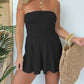 Strapless Off Shoulder Pleated Flowy Short Romper