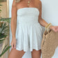 Strapless Off Shoulder Pleated Flowy Short Romper
