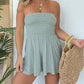Strapless Off Shoulder Pleated Flowy Short Romper