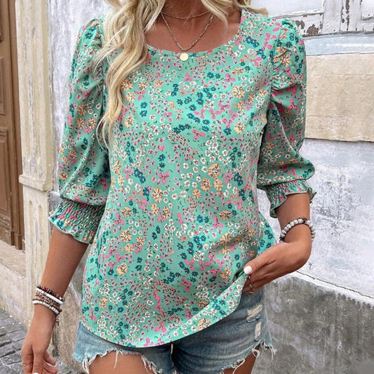 Women's Casual Printed Round Neck Top