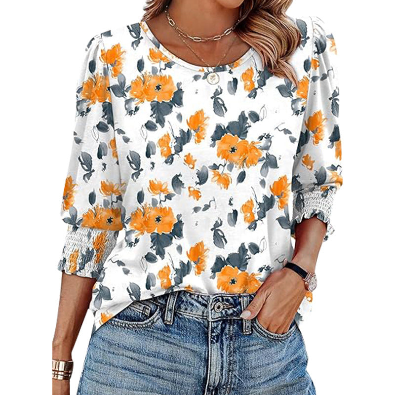 Women's Casual Printed Round Neck Top