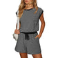 Women’s Striped Cap Sleeve Top Shorts 2-Piece Set