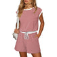 Women’s Striped Cap Sleeve Top Shorts 2-Piece Set