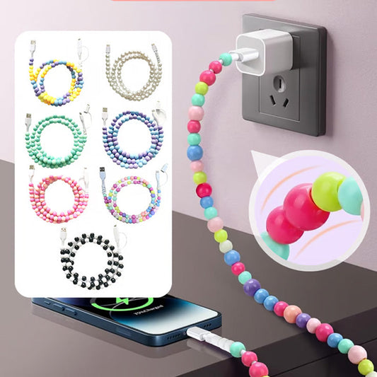 🔥HOT SALE🔥2-In-1 USB To Type-C ＆ Lightning Beaded Charger Cord