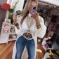 Mandarin Collar & Puffed Sleeve Asymmetrical Top