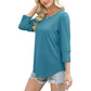Women’s Casual Wide Crewneck Buttoned-Sleeve Top