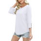 Women’s Casual Wide Crewneck Buttoned-Sleeve Top