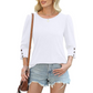 Women’s Casual Wide Crewneck Buttoned-Sleeve Top