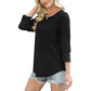 Women’s Casual Wide Crewneck Buttoned-Sleeve Top