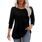 Women’s Casual Wide Crewneck Buttoned-Sleeve Top