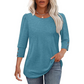 Women’s Casual Wide Crewneck Buttoned-Sleeve Top