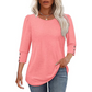 Women’s Casual Wide Crewneck Buttoned-Sleeve Top
