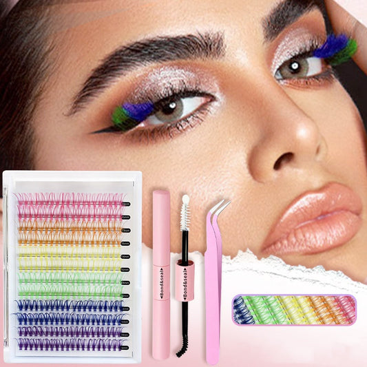 240 PCS Colored Lash Cluster with Glue & Tweezers