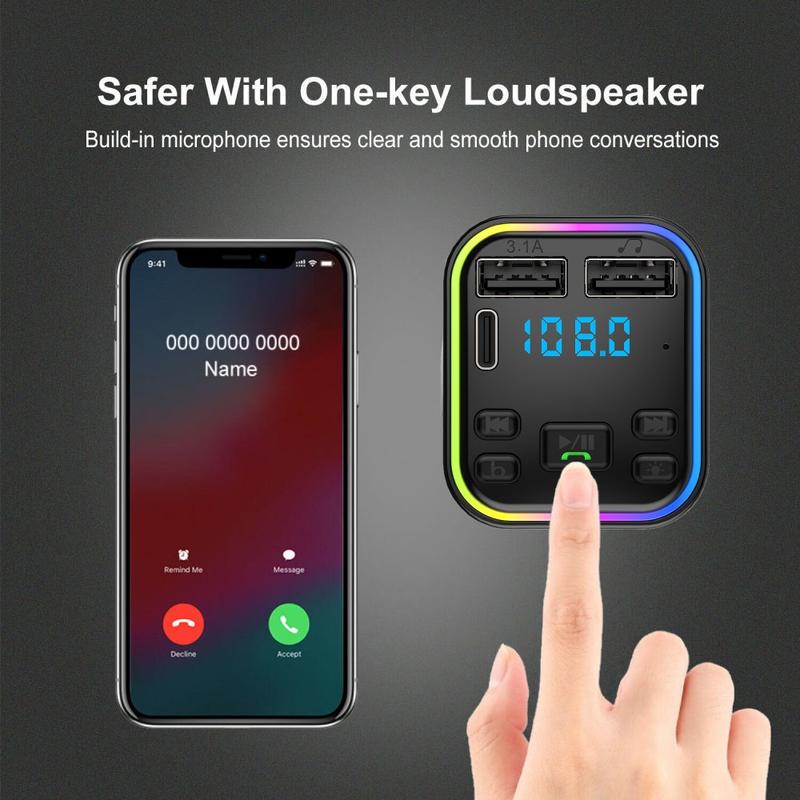 🔥Limited-time offer-Colorful Lights Bluetooth Car MP3 Player