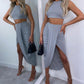🌸New Arrival 50%OFF💖 Slim Sleeveless Top & Irregular Midi Skirt Set