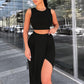 🌸New Arrival 50%OFF💖 Slim Sleeveless Top & Irregular Midi Skirt Set
