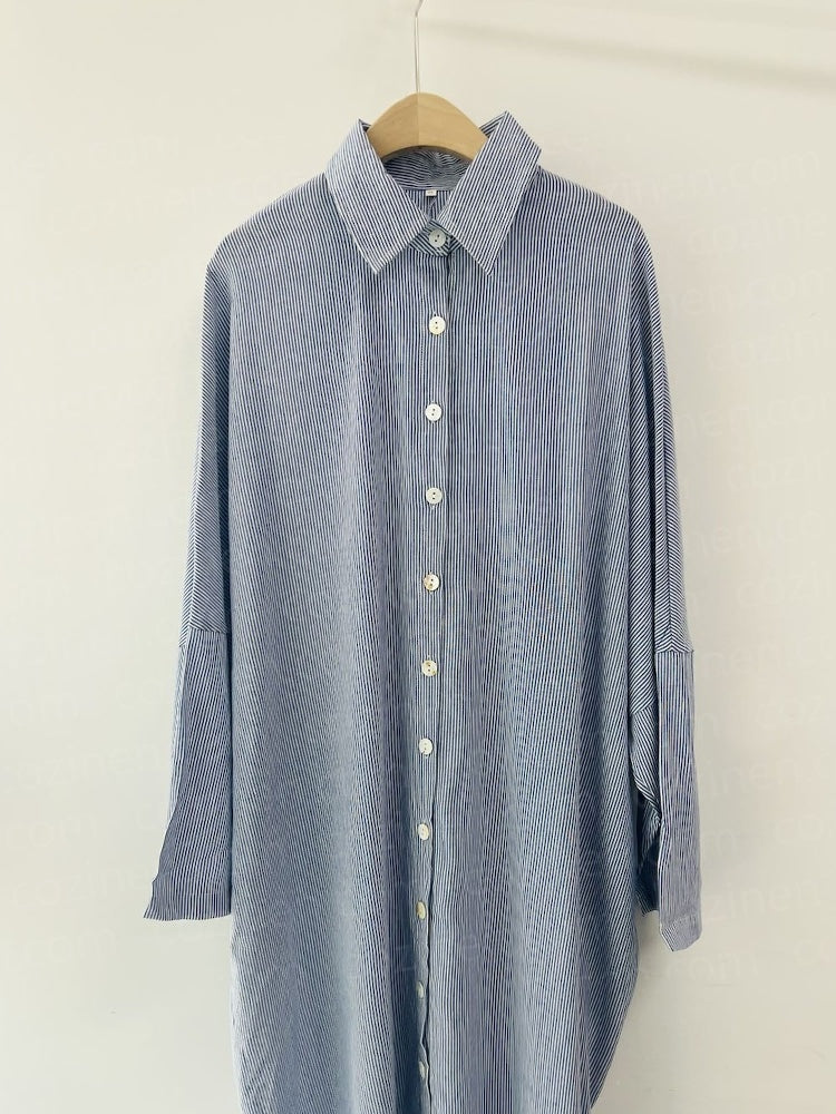 👗 50% OFF! 💐 Striped Cardigan – Loose & Asymmetrical Dress, Comfortable Fit & Relaxed Style