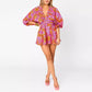 Women's V-Neck Striped Long-Sleeve Short Dress