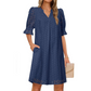 Women's V-Neck Hollow Out Short Sleeve Dress