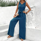 Women's Solid Waist Tie Jumpsuit