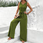 Women's Solid Waist Tie Jumpsuit