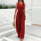Women's Solid Waist Tie Jumpsuit