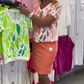 V-Neck Printed Top & Bodycon Skirt 2-Piece Set