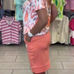 V-Neck Printed Top & Bodycon Skirt 2-Piece Set