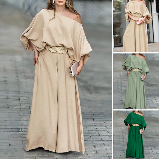 One-Shoulder Top & Wide-Leg Pants Set