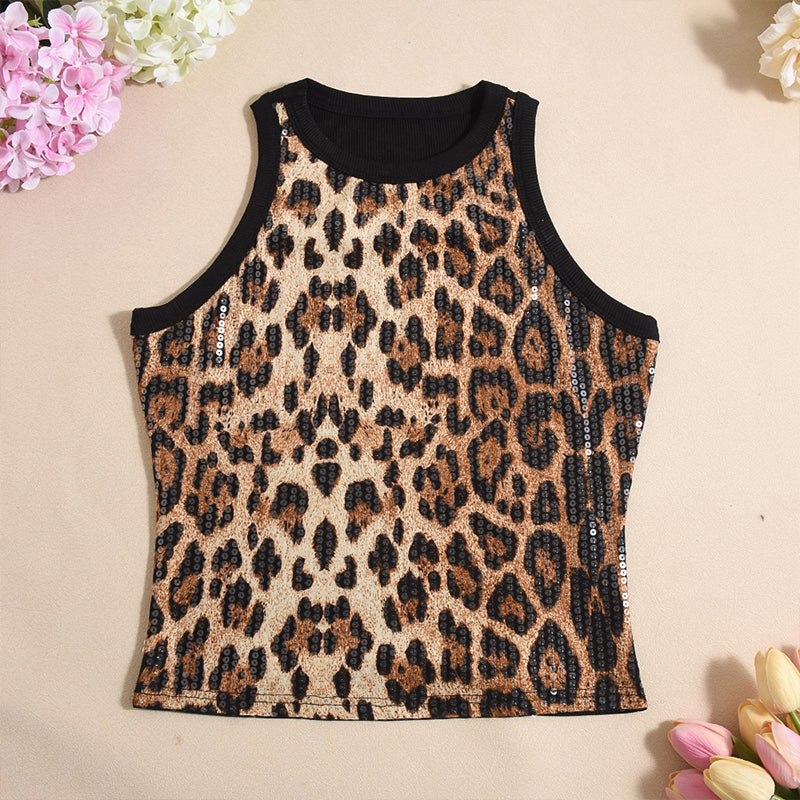 Sequin Round Neck Slim Fit Tank