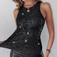 Sequin Round Neck Slim Fit Tank